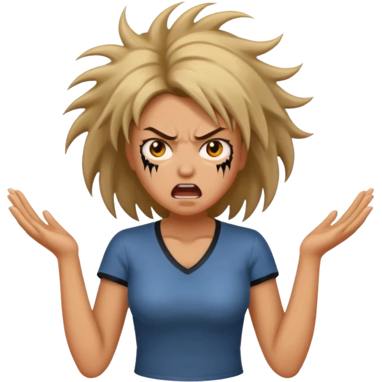 angry electrocuted woman emoji
