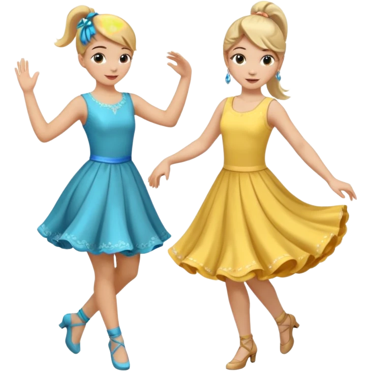 two girls dancing one is blond and one is brunette emoji
