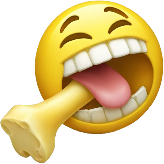 Smiley face eating a yellow bone emoji