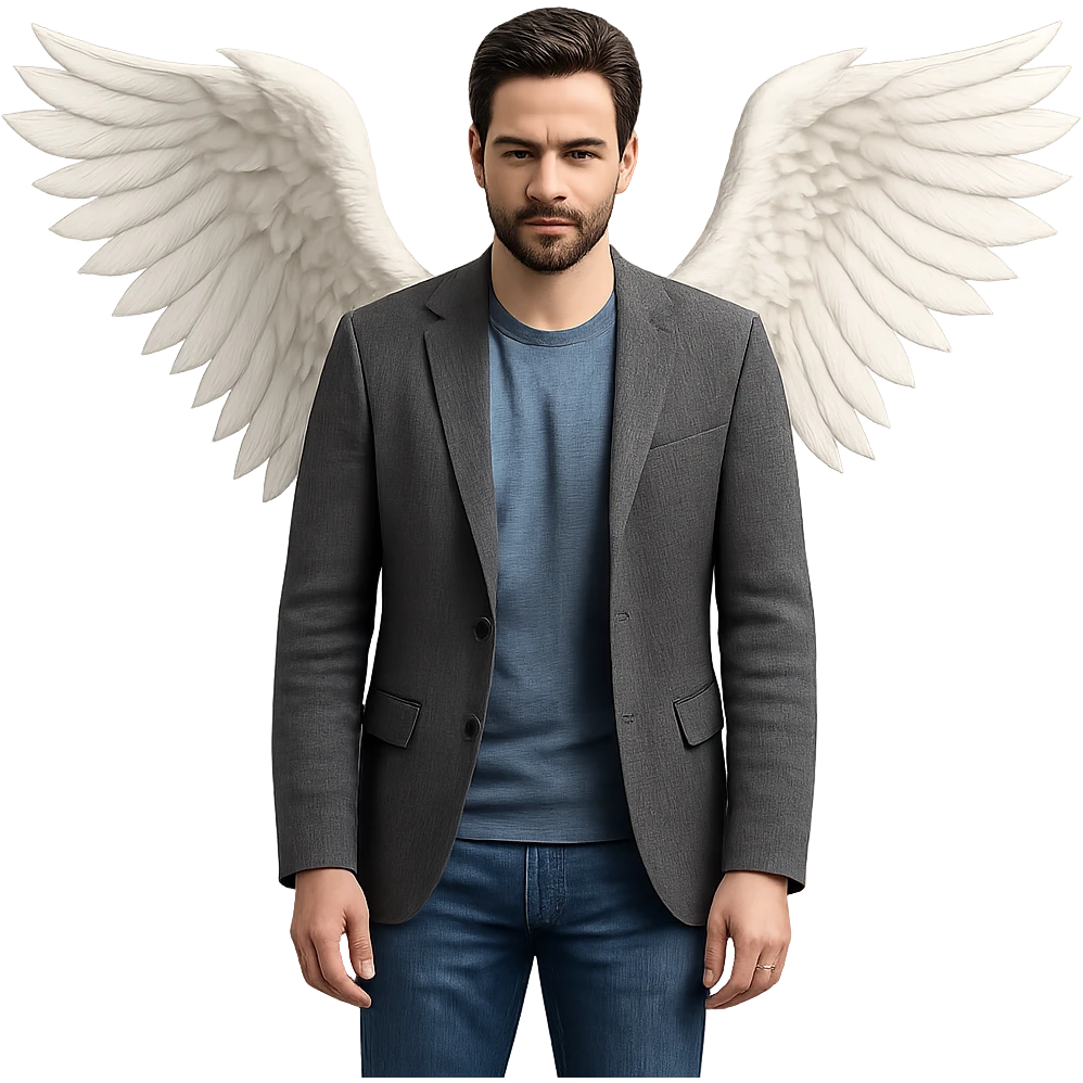 man with angel wings emoji