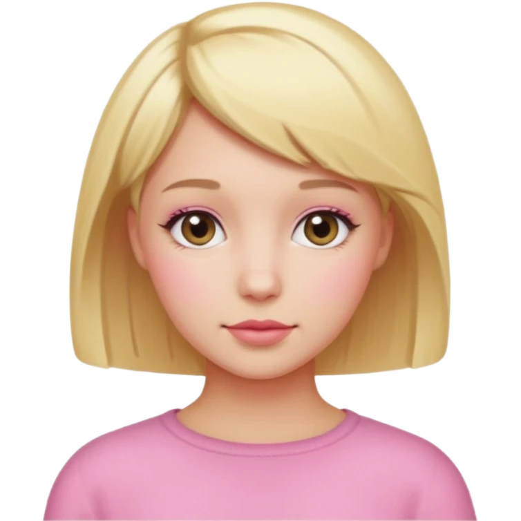 Blonde Short Bob Cut Hair. Pink Woman emoji