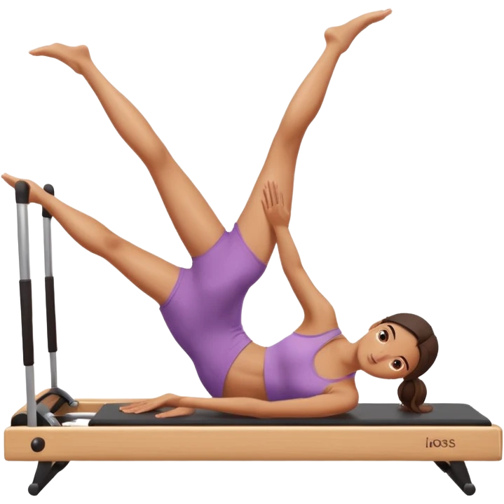 girl doing reformer Pilates stretching emoji