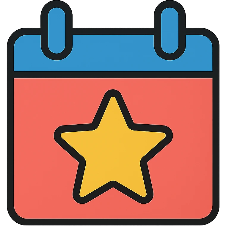 calendar page with a star, minimal color icon style emoji