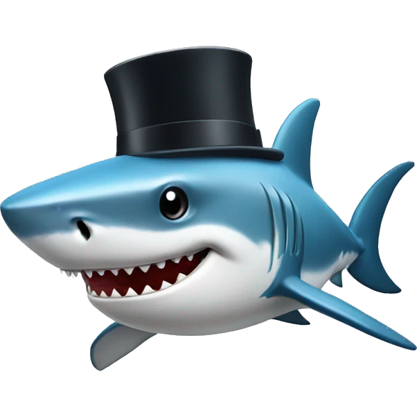 Shark with a top hat emoji