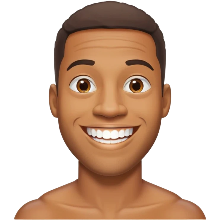 smiling black man with big teeth, standard male haircut, oval face, Rio de Janeiro theme, no glasses, carioca emoji