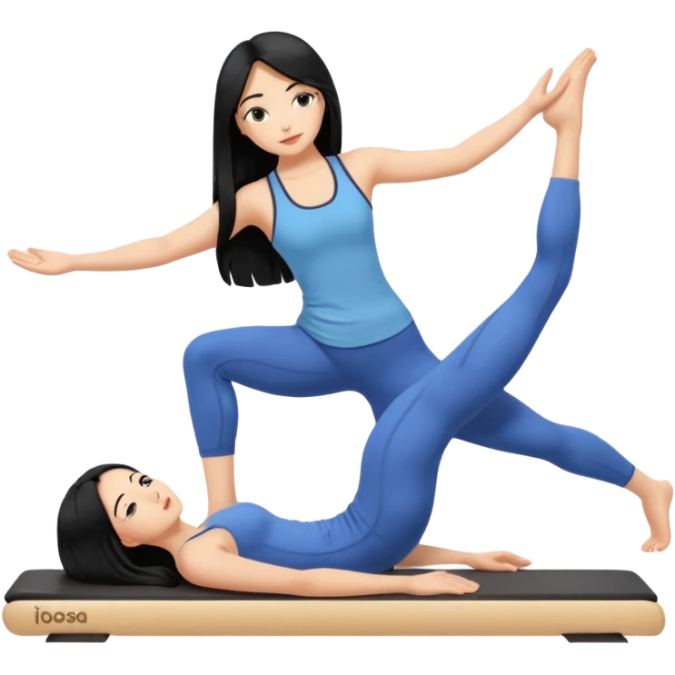 Long Black hair girl doing pilates alone  emoji