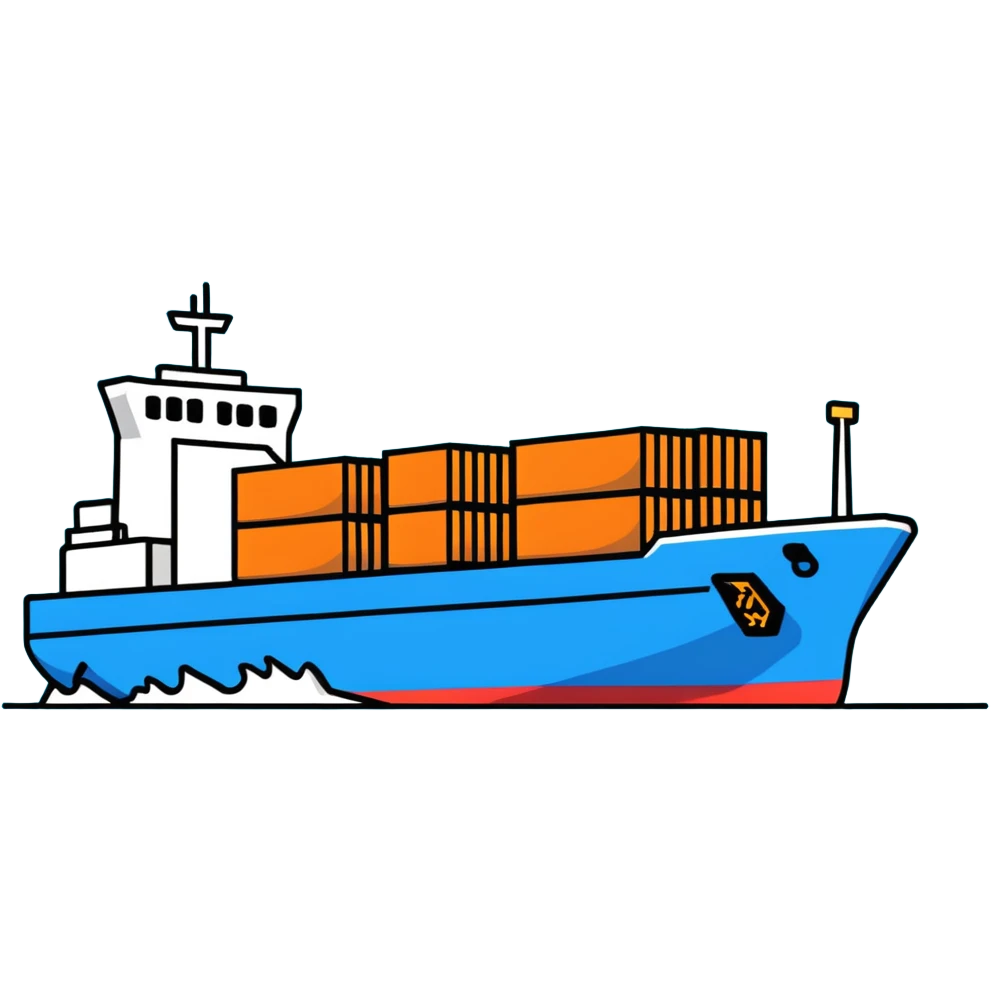 Cargo container ship in ocean emoji