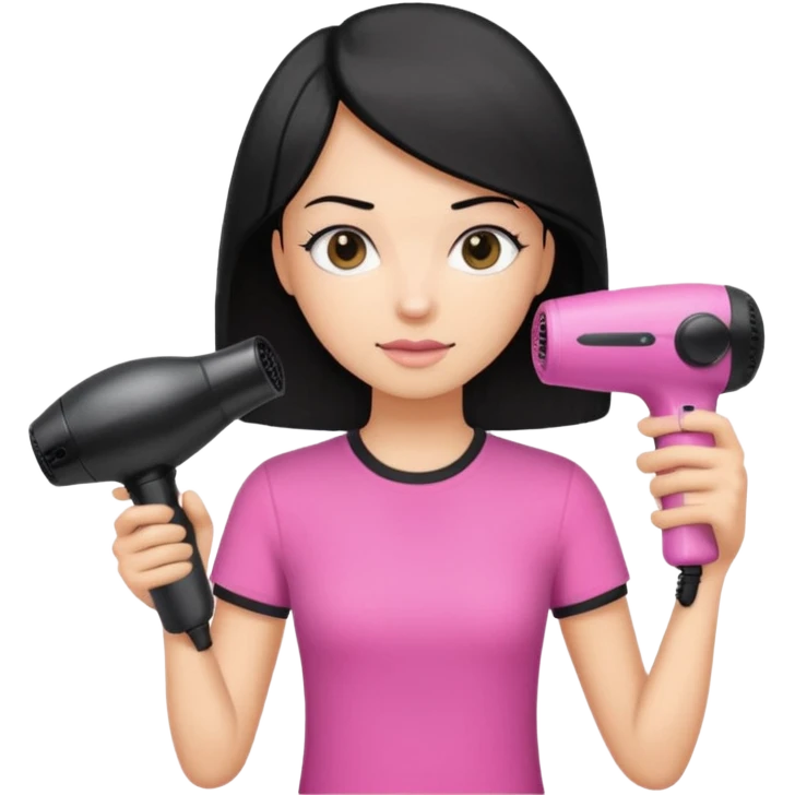 peluquera con camiseta rosa y secador en la mano emoji