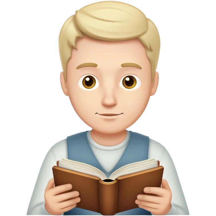 White man reading book emoji