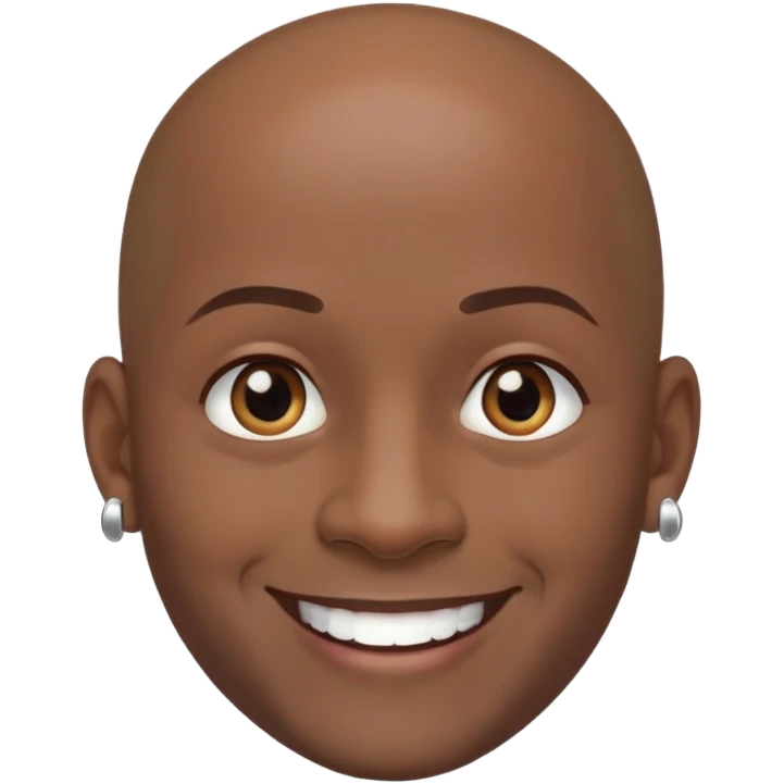 bald dark-skinned male with stud earrings emoji