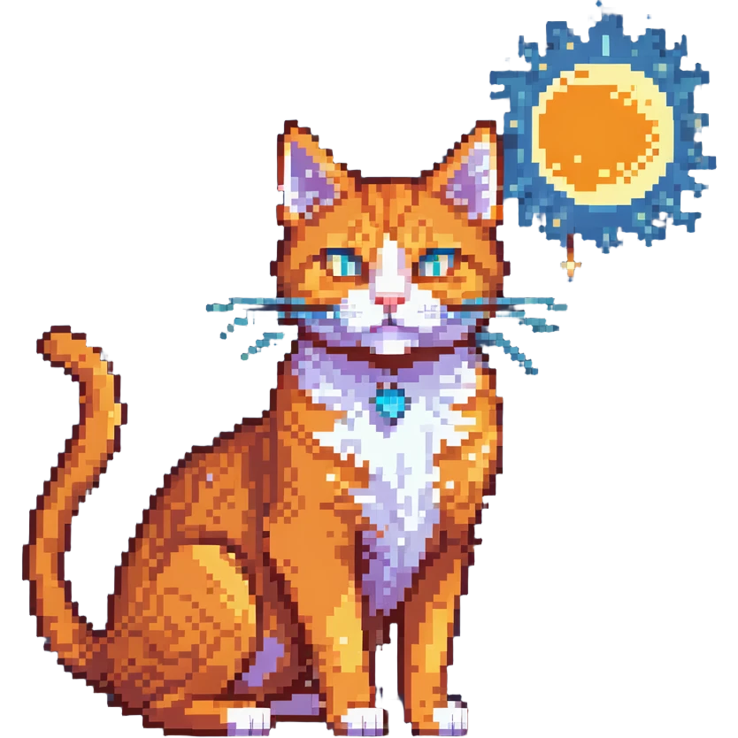 orange cat with magical glowing eyes and magical aura emoji