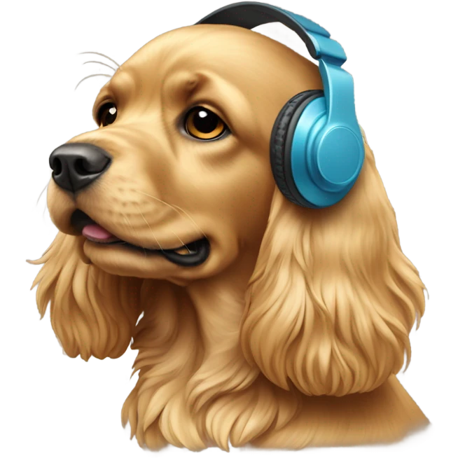 golden cocker spaniel with headphones emoji