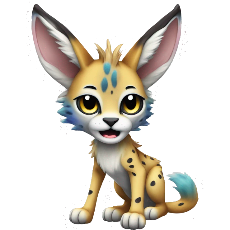 Cute Kawaii Cool Edgy Epic Ethereal Sparkly Colorful Sergal-Serval-Caracal-Vernid full body emoji