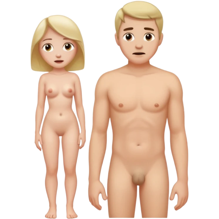 White woman naked and embarrassed in front of white man emoji