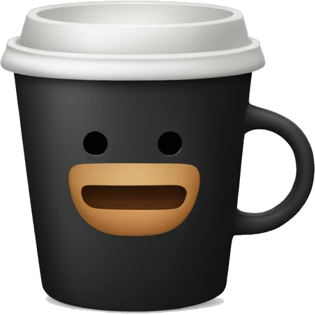 A black cup with coffee emoji