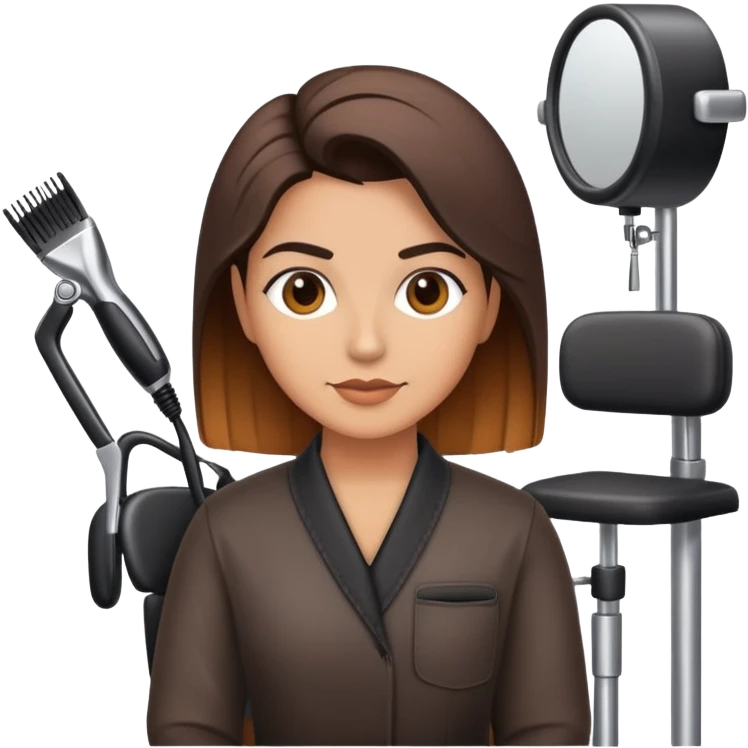Hispanic hairstylist behind styling chair emoji