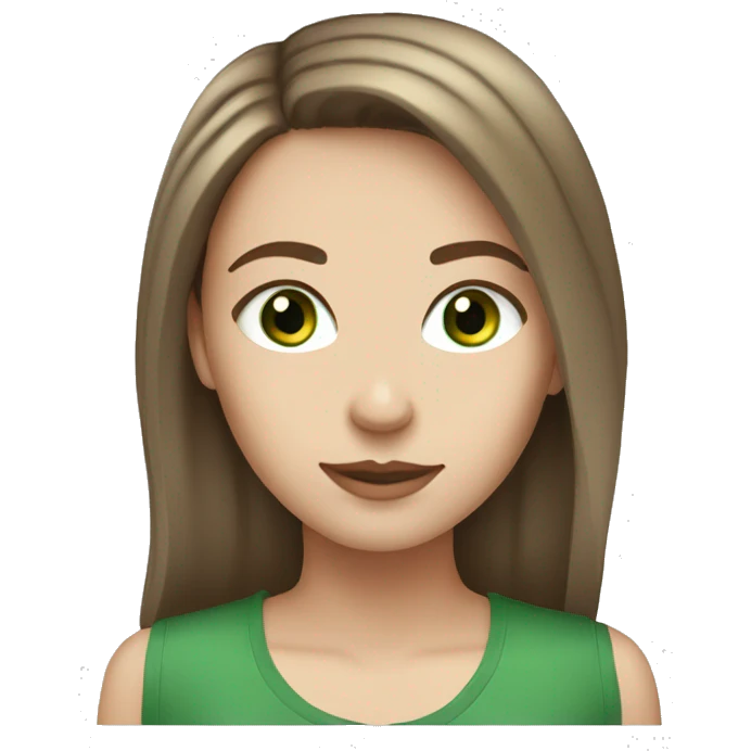white girl brown hair green eyes emoji