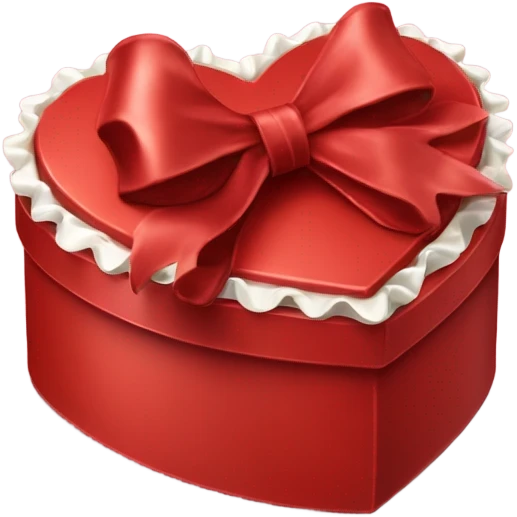 frilly red heart-shaped box of chocolates with a bow emoji