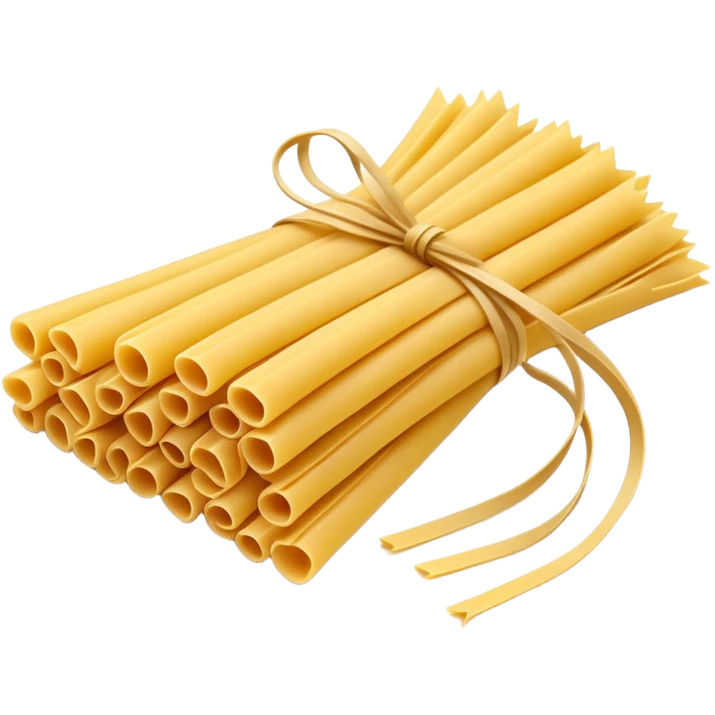 A bundle of long, uncooked pasta like spaghetti or linguine — straight, golden-yellow strands neatly grouped together, symbolizing traditional Italian cuisine emoji