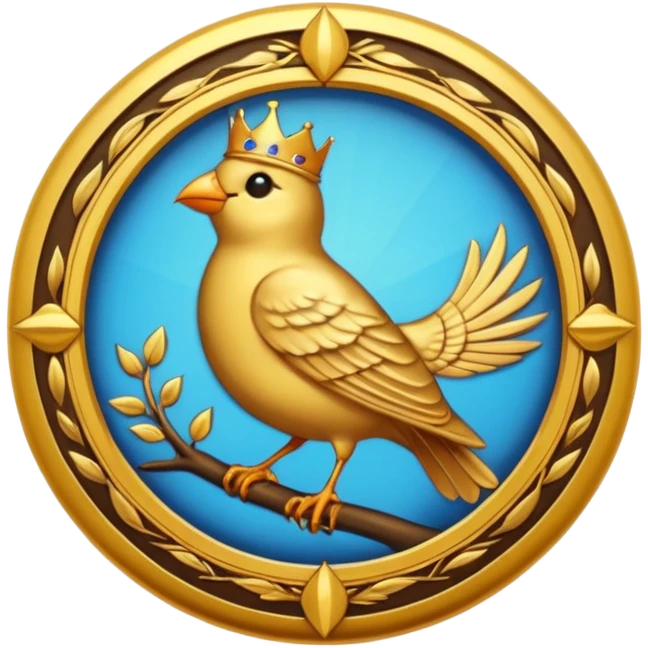 circular achievement style badge for early bird featuring a bird inside and a royal border  emoji
