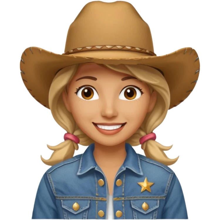 Cowgirl with denim jacket and hat emoji