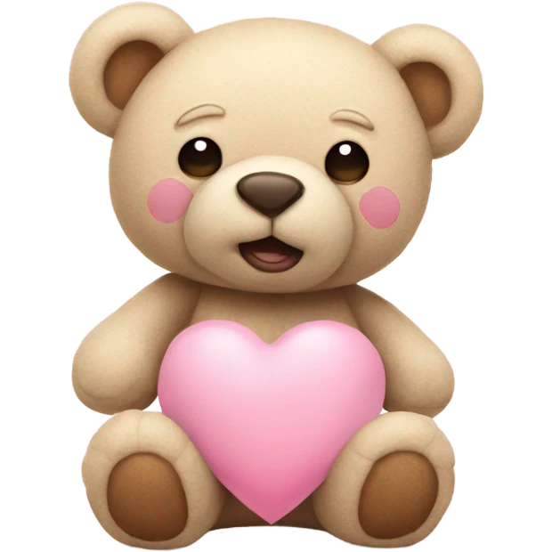 beige teddy bear and a pink pastel heart emoji