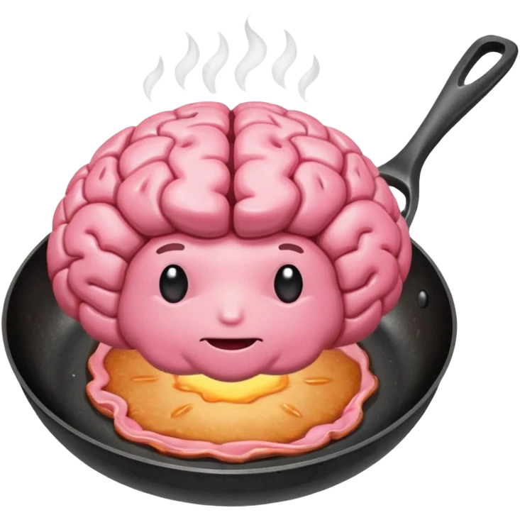 Brain in a frying pan emoji