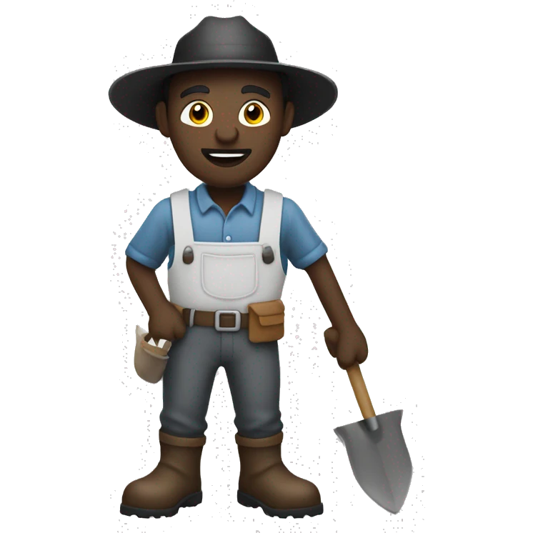 black and white combo colour farmer with tool in hand. emoji