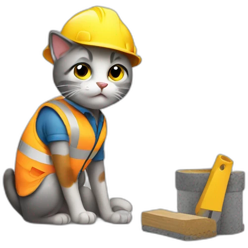 A cat working in construction emoji