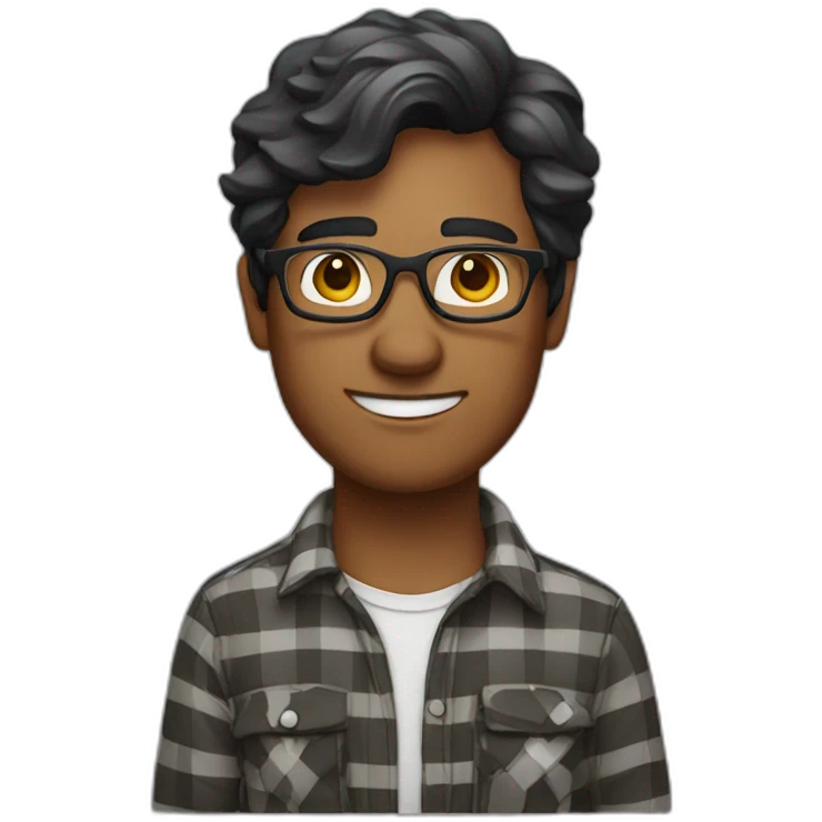 geologist with dark hair glasses and a plaid shirt emoji