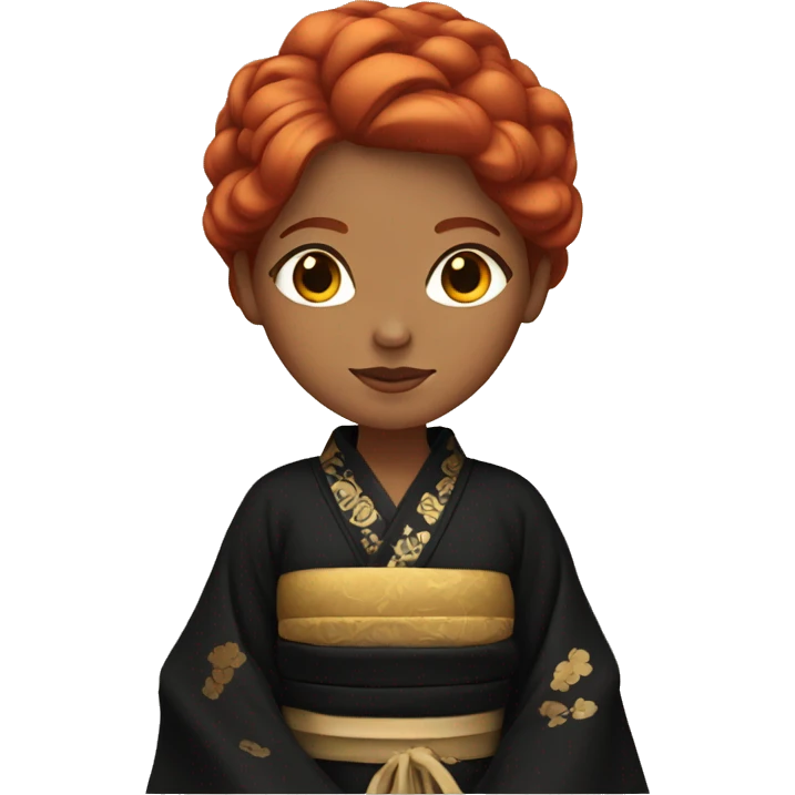 Red hair woman with a black gold kimono emoji