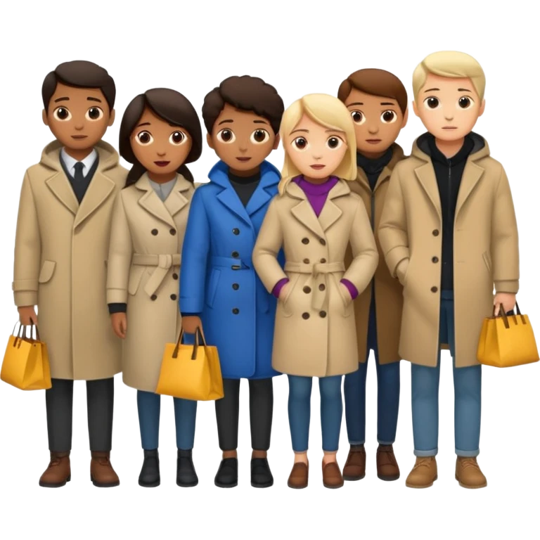 people waiting to enter a store without bags emoji