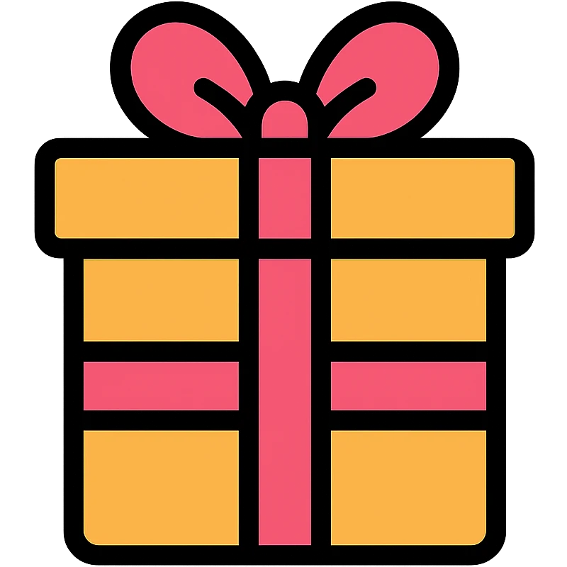colored gift box with ribbon icon with black outlines emoji