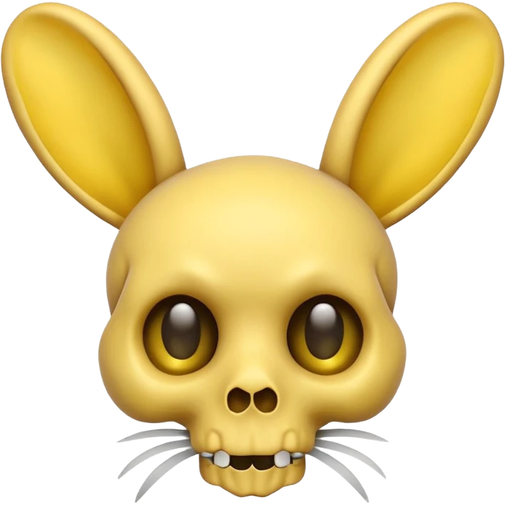 skull and bones yellow with rabbits ears kawai emoji