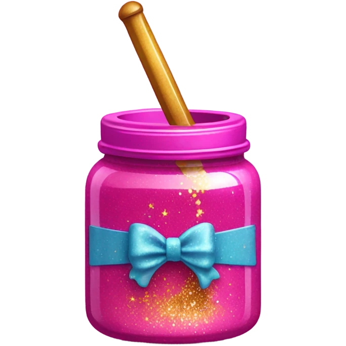 Hot pink jar of dripping honey with glitter and wand  emoji