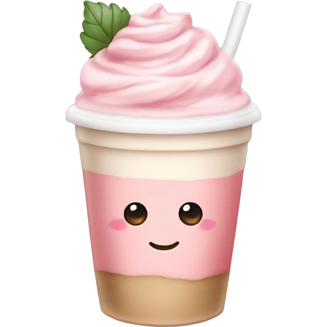 Cute light Pink strawberry latte macchiato emoji