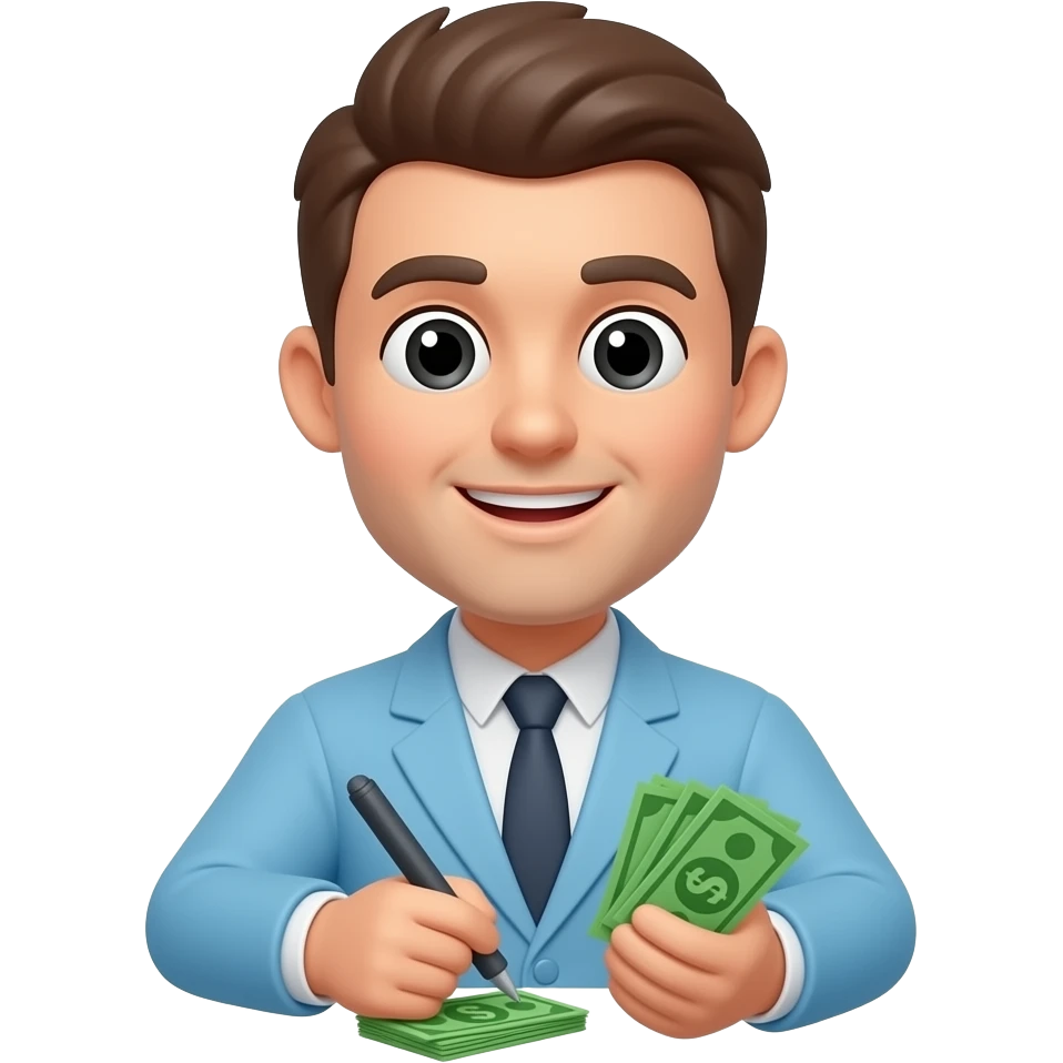 man writing down money managing emoji emoji