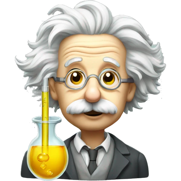 albert einstein with test tube emoji