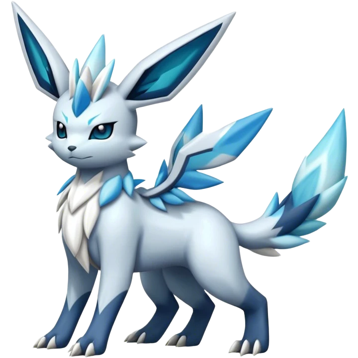 Fluffy Kyurem-Glaceon-dialga-hybrid, full body emoji