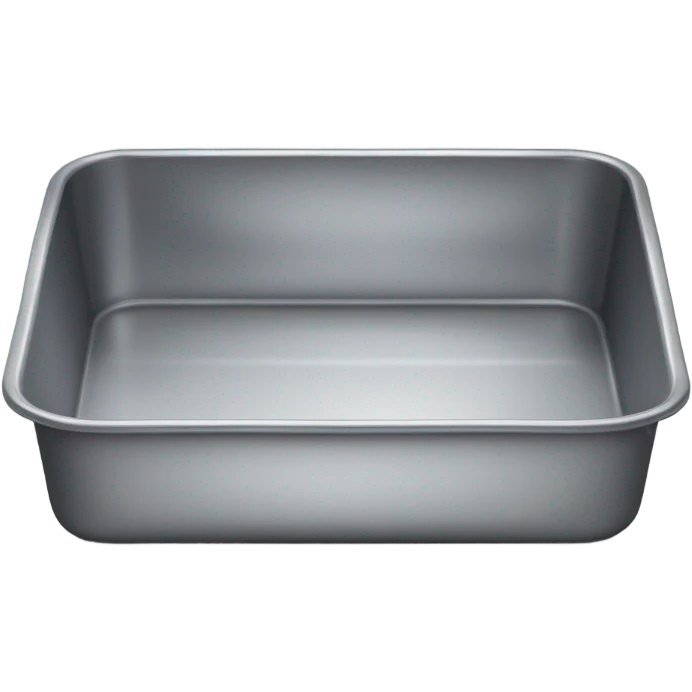 Realistic empty metallic SILVER baking pan with handles emoji