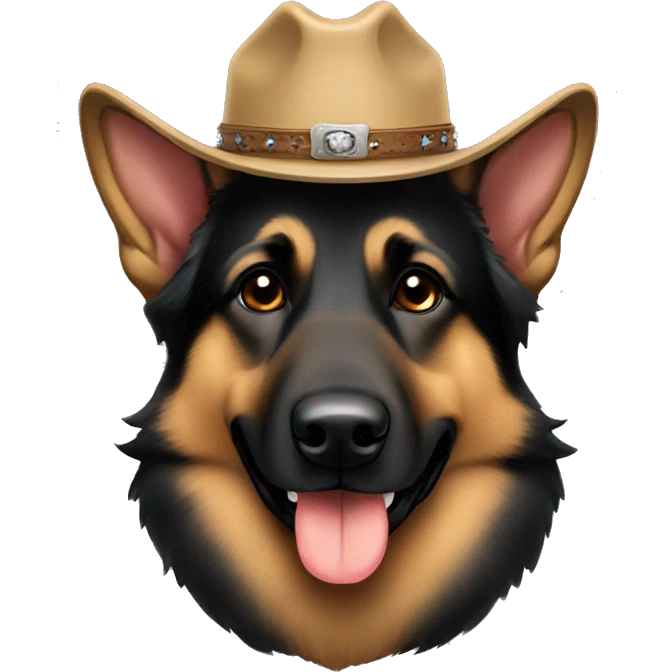 Dark German shepherd pretty cowboy hat emoji
