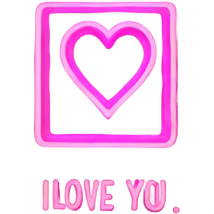 A pink neon sign that says I Love You emoji