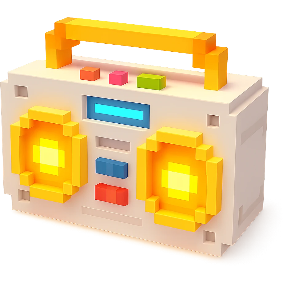 сделай белый святящейся бумбокс, no background emoji