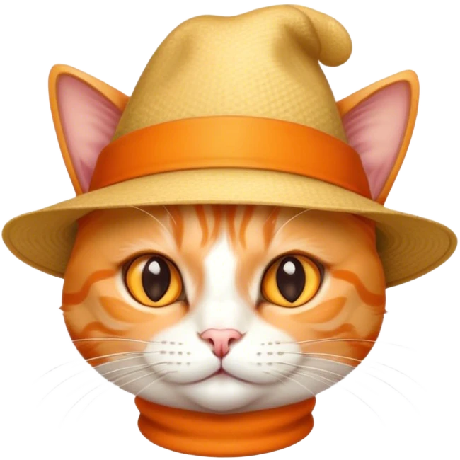 elegant orange cat with hat emoji
