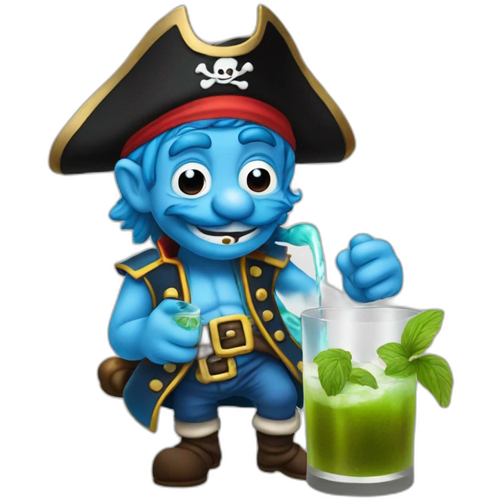 pirate Papa Smurf drinking mojito emoji