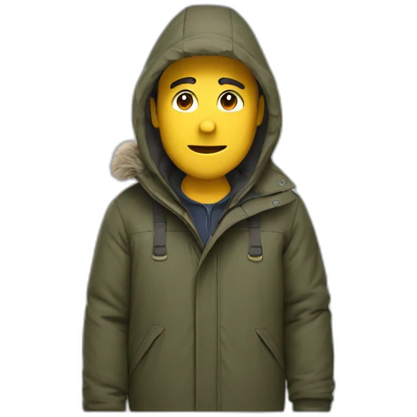 Man in parka beckoning emoji
