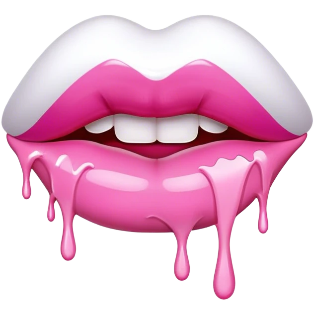 Only white paint dripping off small Floating pink glossy lip emoji