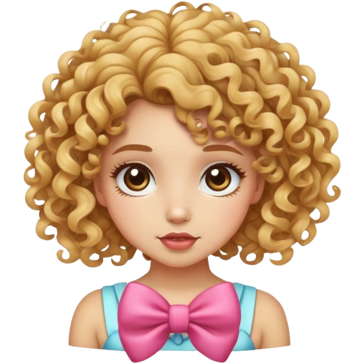 curly hair girl wearing bow emoji