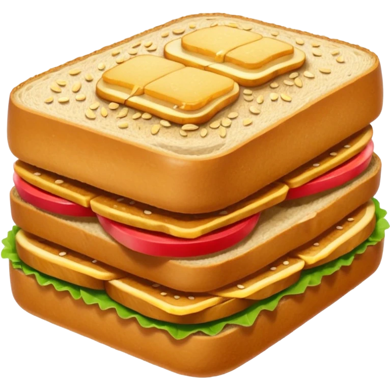 katsu sando with sesame seeds on bread, apple emoji style emoji