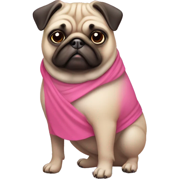 Fat Pug with pink skirt emoji
